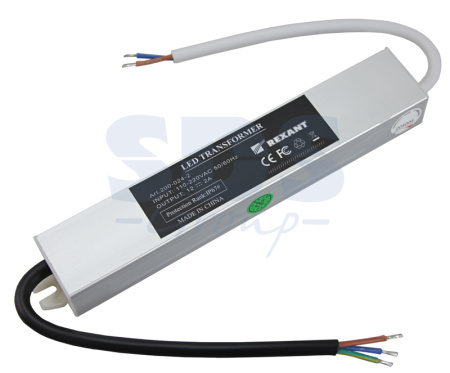 Источник питания тонкий 220V AC/24V DC, 1А, 24W с проводами, влагозащищенный (IP67)
