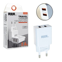 Сетевое зарядное устройство MRM S75 5V/2.4A 2USB (White) в упаковке