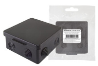 Распаячная коробка ОП 100х100х55мм, крышка, IP54, 8вх., черная, инд. штрихкод TDM