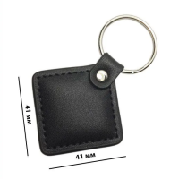 Бесконтактный RFID брелок Mifare 1K кожаный чёрный квадратный