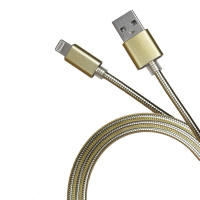 Кабель USB M2 Металлический Lightning 1000mm gold