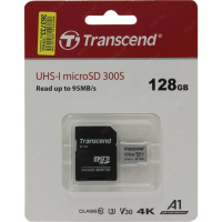 Карта памяти microSDXC UHS-I U3 TRANSCEND 128 ГБ, 95 МБ/с, TS128GUSD300S-A