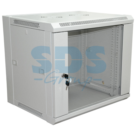 19" Настенный шкаф Reaxnt 9U 600×450×500 мм (ШxГxВ) - передняя дверь стекло, боковые стенки съемные 