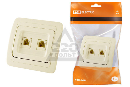 Розетка компьютерная RJ-45 + TФ (RJ-11) сл. кость "Валдай" TDM